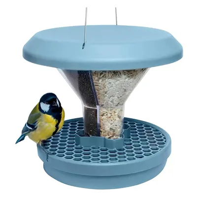 (Light blue) Smart Bird Feeder. Feed birds, not rodents! Sturdy, reliable and hangable. Dual foo