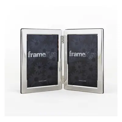 (6"x8" (15x20cm)) Silver Plated Photo Frame Picture Modern Flat Gift Double Sided Hinged All Siz