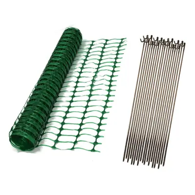 Oypla 1m x 50m Green Mesh Safety Barrier Fencing & Fencing Pins