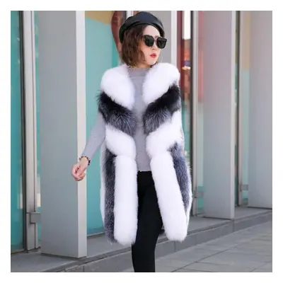 (as the picture, XXXL) Fur New High Imitation Fox Fur Vest Women&apos;s Popular Fur Tank Top Med