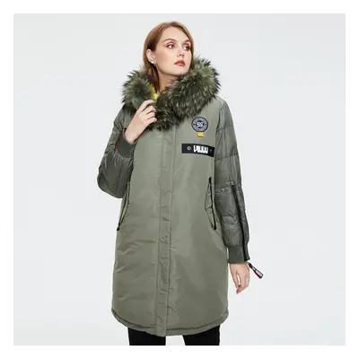 (camouflage green, XXL) Jacket Astrid Women Winter Long Black Coat With Fur Collar Fashion Style