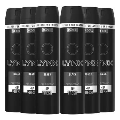 Lynx 48H Fresh Deodorant Body Spray, Black, Pack, 250ml