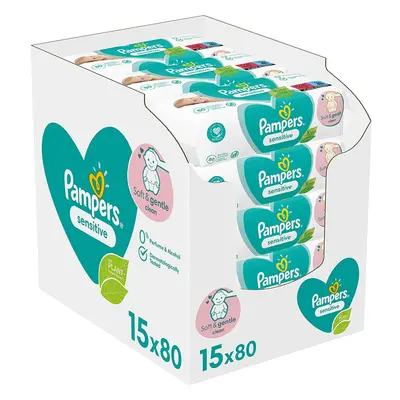 Pampers Sensitive Baby Wipes (15x80) For Newborn, Fragrance Free