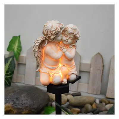 (couple angel) Solar Garden Lamp Resin Angel Statue Outdoor Garden European Landscape Decorative