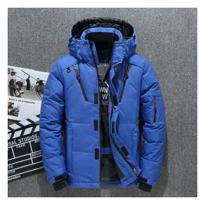 (blue, XL) Christmas Gift Men&apos;s Down Jacket Snow Parkas Male Warm Hooded Windproof Winter D