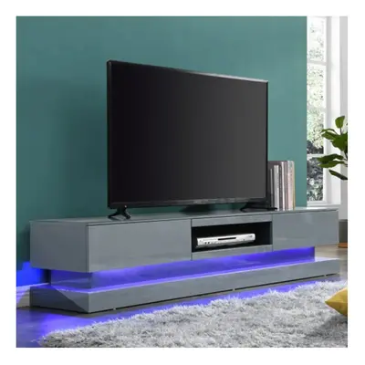 Score High Gloss TV Stand In Mid Grey And Multi LED Lighting