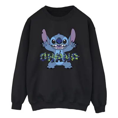 (XL, Black) Disney Mens Lilo And Stitch Ohana Blue Glitch Sweatshirt