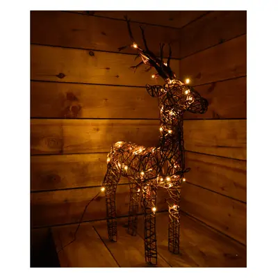 60cm Tall Outdoor / Indoor Brown Wicker Reindeer with Warm White LED Lights