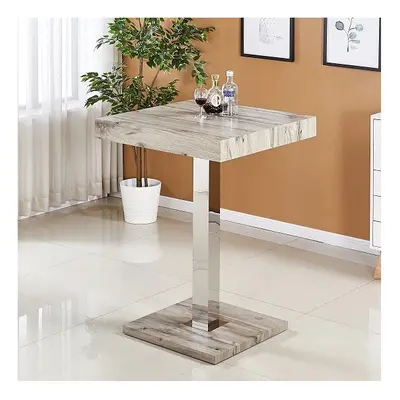 Topaz Square Wooden Bar Table In Grey Oak Effect