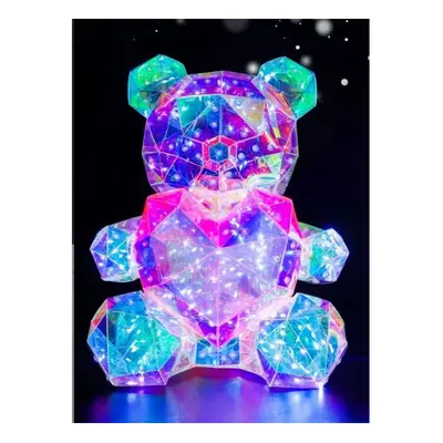 (Bear#2) 3D Flashing Light Up Glowing LED Transparent Interactive USB Teddy Bear Light