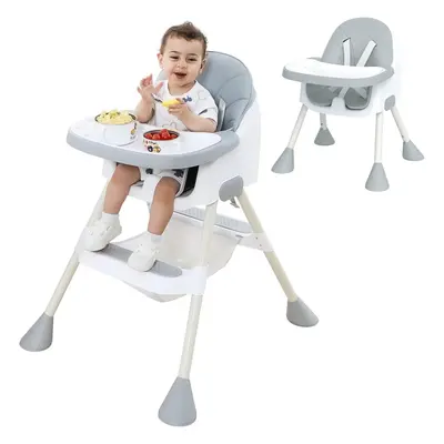 (Grey) UBRAVOO 2-in-1 Baby High Chair Months Plus for Babies and Toddlers with Footrest, Detacha