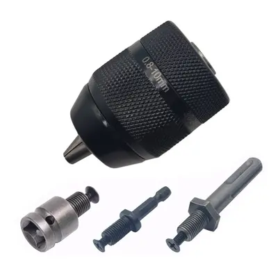 (E: 4pcsÂ Drill ChuckÂ + SDS PlusÂ + Hex Handle +Â Square Adapter) 0.8-10mm 3-Jaw 3/8-24UNF Dril