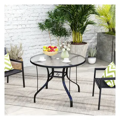 Outsunny Outdoor Dining Table with Parasol Hole, Round, 96.5 x 96.5 x cm