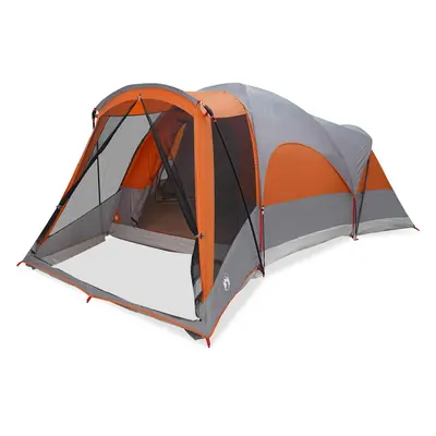 (grey and orange) vidaXL Family Tent Tunnel 8-Person Grey and Orange Waterproof tent garden tent