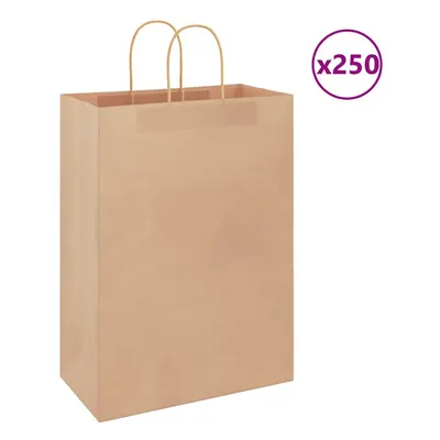 (brown, x x cm) vidaXL Paper Bags pcs with Handles Brown 21x11x36 cm Paper Grocery Bag