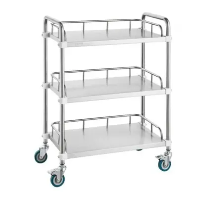 Vevor SYSST42014303UK85V0 3-Shelf Stainless Steel Rolling Cart - 26.38 x 15.55 x 34.13 in.