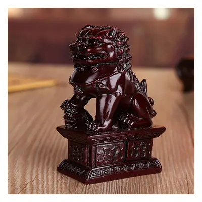 Red Chinese Resin Carving Fengshui Lion Fu Foo Dog Guardion Beast Statue Home Decorations