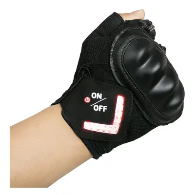 (Black) Outdoor Half Finger Bike Gloves Bicycle Cycling Outfit With Intelligent LED Turn Warning