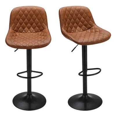 Set of PU Leather Counter Swivel Height Bar Stools for Pub Dining Room