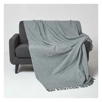 (Green, x cm) Malda Cotton Throw with Tassels