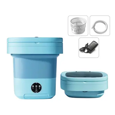 (blue, UK Plug) 8l Portable Mini Washing Machine With Uv Sterilization Foldable Spin Dryer With 