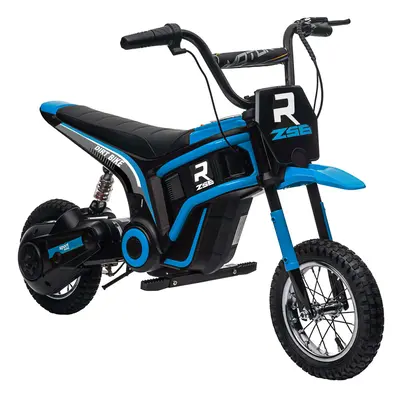 HOMCOM 24V Kids Electric Motorbike with Twist Grip Throttle, Music, Horn - Blue