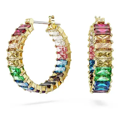 Matrix Baguette Cut Multicoloured Gold-tone Plated Hoop Earrings