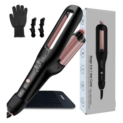 (4 Adjustable Depth Wave Iron) Hair Waver for Short Hair - Adjustable Hair Curler for Beach Wave