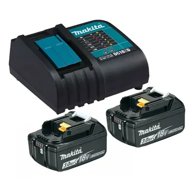 2 x Makita BL1830 Li-Ion 3.0ah Battery + DC18SD 9.6-18v Minute Fast Charger