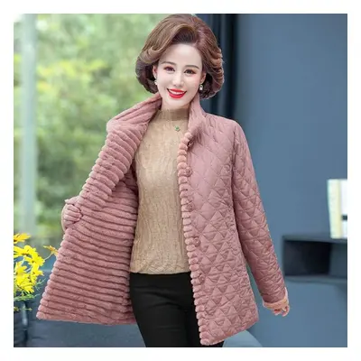 (pink, XXXXL) Women Winter Tops Big Size Mother Clothes Plus Large Female Parka Thick Warm Coats