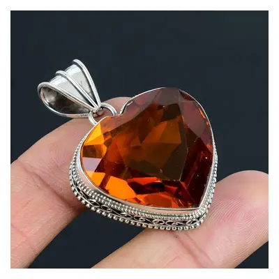 Honey Citrine Gemstone Pendant Solid Sterling Silver Pendant Jewelry Gift For Unisex