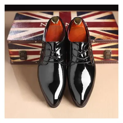 (black, 44) New Men Party Dress Shoes Breathable Fashion Wedding Casual Shoes Patent Leather Mal