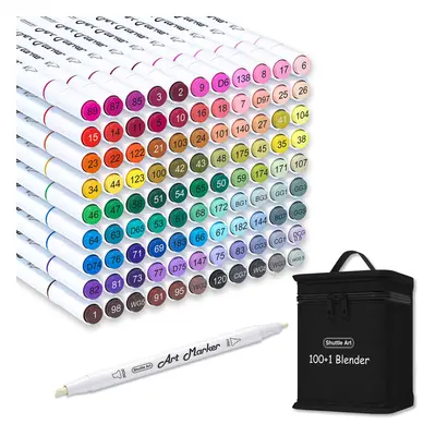 100 Colours Alcohol Markers, Dual Tip Art Markers Plus Blender Art Pens for Drawing, Sketching H