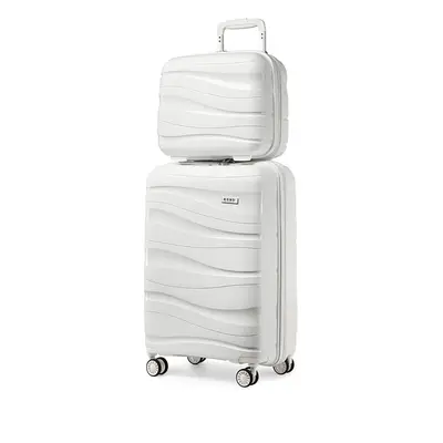 (White, 14/20 inch) One Or Four Pieces Lightweight PP Hard Shell Suitcase With TSA Lock