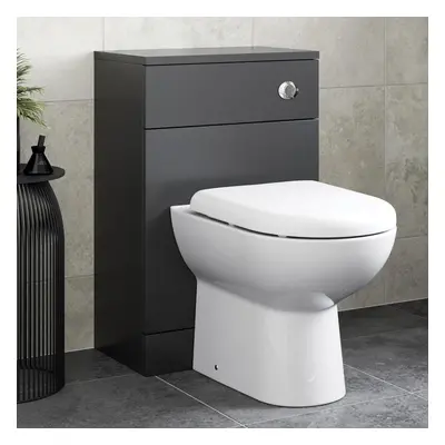 Alpine Black Back to Wall Toilet Unit & D Shape Saturn Toilet x 300mm