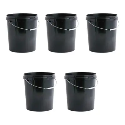 Invopak x Litre Food Grade Plastic Bucket with Lid and Wire Handle, Black, Airtight, Recyclable 