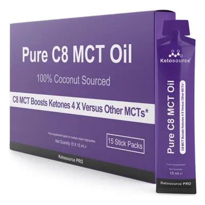 Pure C8 MCT Oil Packets | Boosts Ketones 4X Versus Other MCTs | Highest 99%+ Purity | 100% Cocon