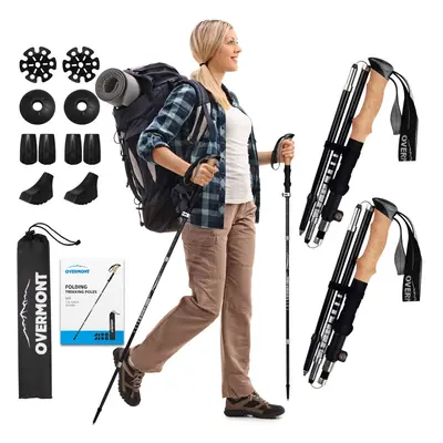 Overmont Carbon Fiber Trekking Poles - Lightweight Folding Hiking Poles Shock Absorbent Walking 