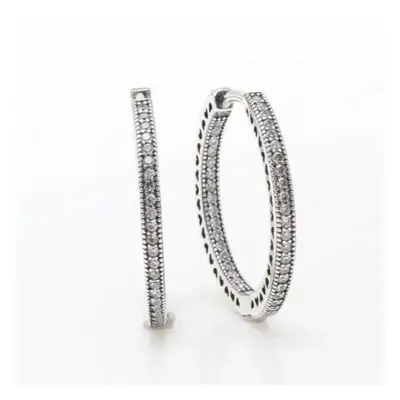 925 Sterling Silver Pan Earrings Full Diamond Large Ring Earrings Crystal Earrings Womens Weddin