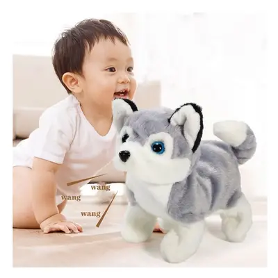 (Husky) Electronic Robot Dog Lifelike Walking Barking Wagging Tail Puppy Plush Cute