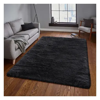 (160 cm x cm (5ft in x 7ft in)-Bedroom Carpets, Black) Anti-Slip Super Soft Mat Living Room Bedr