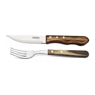 Churrasco Jumbo Steak Knife and Fork with Wooden Handles