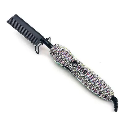 (Black, UK) Crystal Pressing Hot Comb Electric Ceramic Pressing Comb High Heat Hot Comb In Hot C