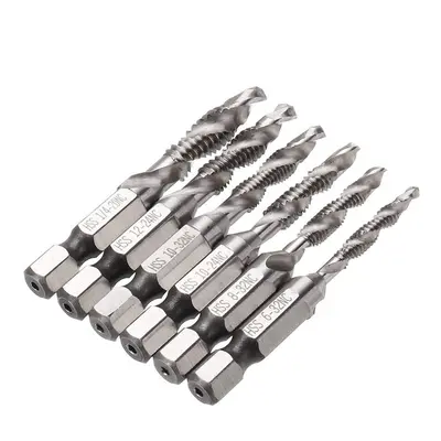 (UNC) 6pcs HSS 1/4" Hex Shank Countersink Drill Bit Set UNC or Metric Deburr