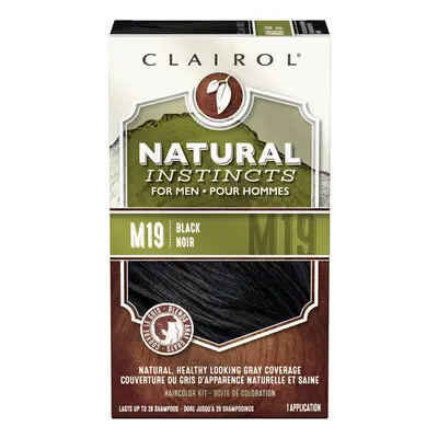 Clairol Natural Instincts Semi-Permanent Hair Dye for Men M19 Black Hair Color Pack of