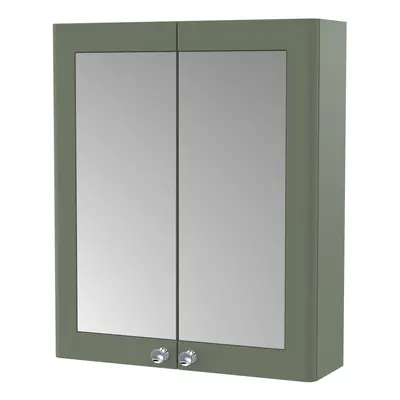 Traditional Wall Hung Soft Close Door Mirror Cabinet, 600mm - Satin Green