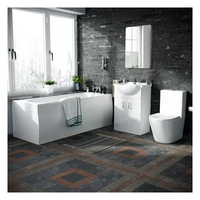 Marovo Bath, Vanity Basin Unit, Rimless Close Coupled, Bath Mixer & Wastes