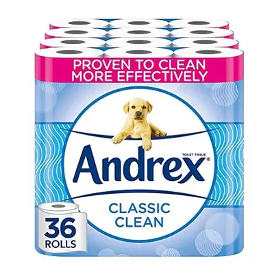 Andrex Classic Clean Toilet Rolls - Toilet Roll Pack - Bulk Buy Toilet Rolls - Unbeatable Clean 