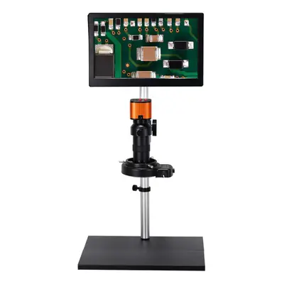 24MP 2K 1080P HDMI USB Digital Industrial Video Microscope Camera 150X C-Mount Lens 11.6" LCD Sc