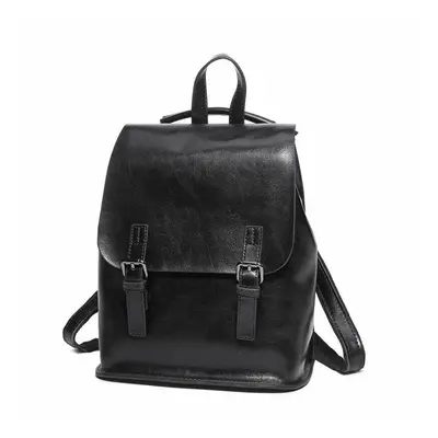 (Black) Vintage Cow Split Leather Backpacks Waterproof Travel School Bag